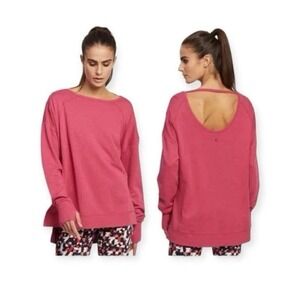 SWEATY BETTY NWT After Class Split Hem Relaxed Sweatshirt Tayberry Pink size med